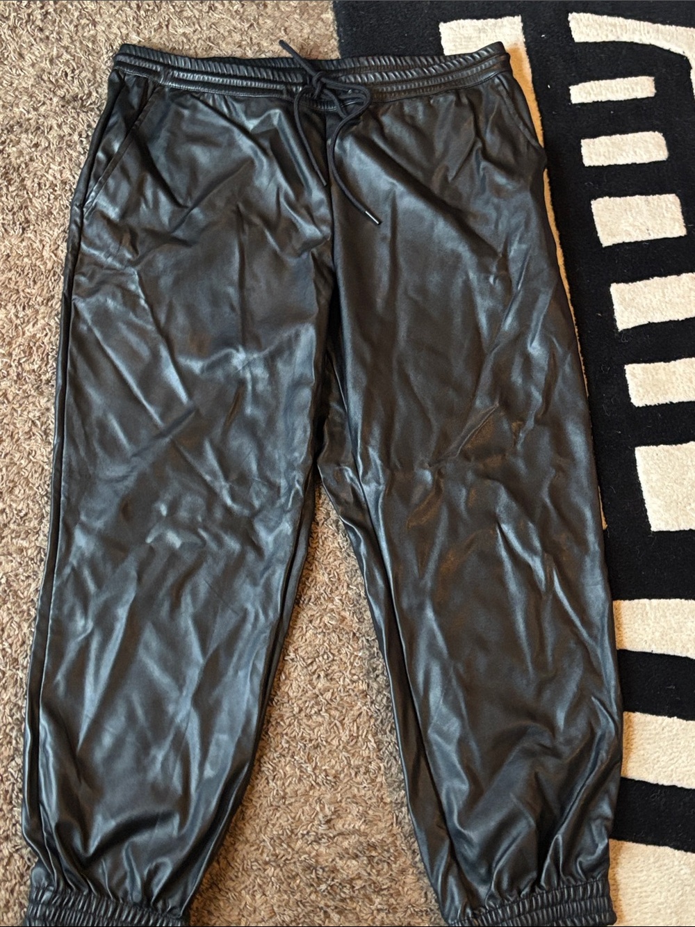 a new day Black Faux Leather Jogger Pants